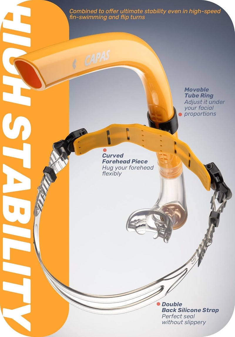 Capas Training Swim Snorkel for Lap Swimming, Swivel Headband Ultimate Fit Center-Mount Swimmers Snorkel with Liquid Silicone Mouthpiece Adjustable Strap, Designed for Adult Men Women - Image 4